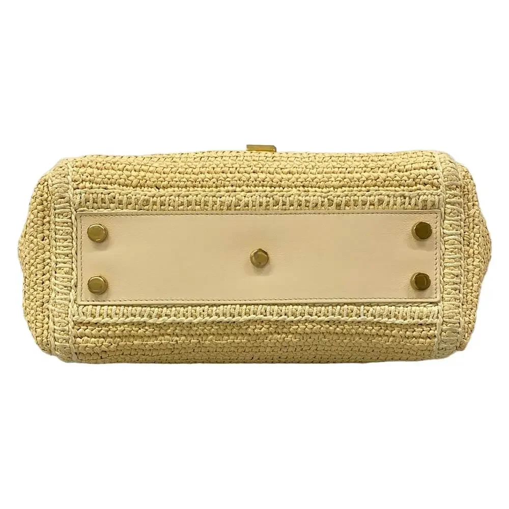 Saint Laurent PARIS Baby Downtown Cavas Handbag 436834 Beige Cream Raffia - Picture 5 of 15